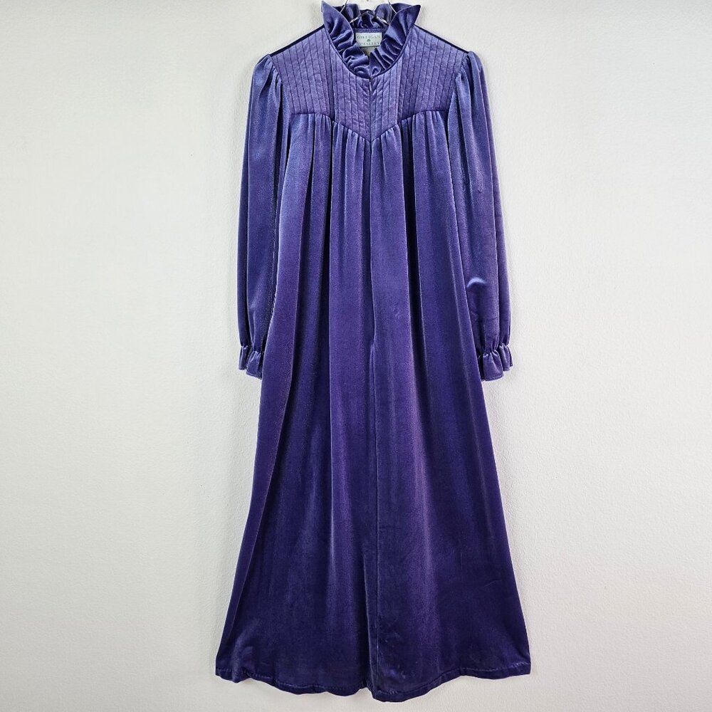 Gilligan O'Malley Women's Robe Purple Full Length Zip Velour High Neck Size M